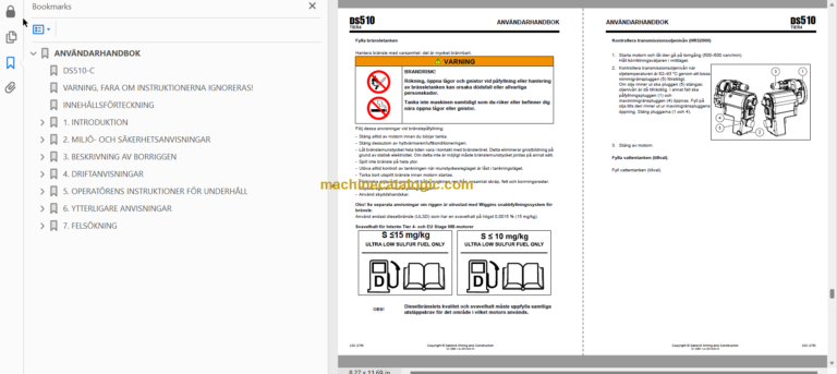 Sandvik DS510-C Rock Bolting Drill Rig Operator's and Maintenance Manual (SN 113B26029-1 Swedish)