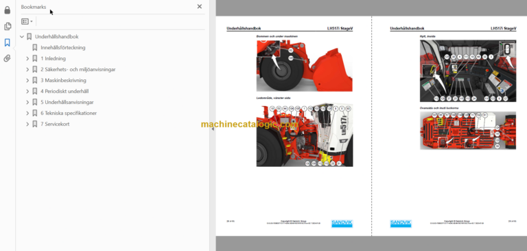 Sandvik LH517i Mining Loader Operator's and Maintenance Manual (L517DCPA0A1039 Swedish)