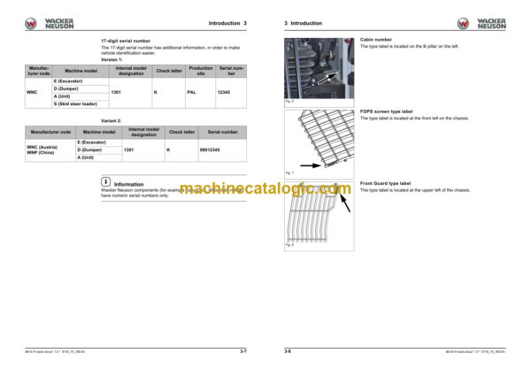 Wacker Neuson ET65 ET90 ET80 Track Excavator Operator's Manual