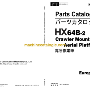 Hitachi HX64B-2 Crawler Mounted Aerial Platform Europe spec. Parts Catalog