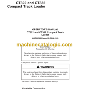 John Deere CT322 and CT332 Compact Track Loader Operators Manual (OMT215996)