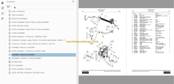 Sandvik LH625iE Mining Loader Service and Parts Manual (L625EHMA0A0036)