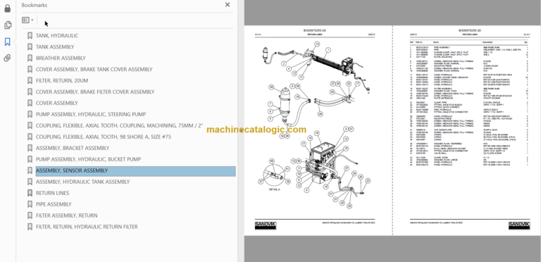 Sandvik LH625iE Mining Loader Service and Parts Manual (L625EHMA0A0036)