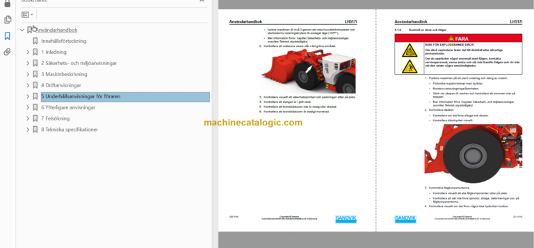 Sandvik LH517i Mining Loader Operator's and Maintenance Manual (L517DKNA0A0953 Swedish)