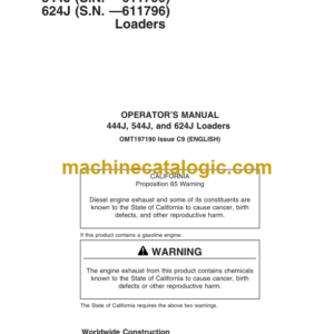 John Deere 444J 544J 624J Loaders Operators Manual (OMT197190)