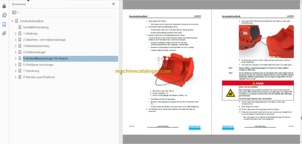 Sandvik LH517i Mining Loader Operator's and Maintenance Manual (L517DKNA0A0953 Swedish)