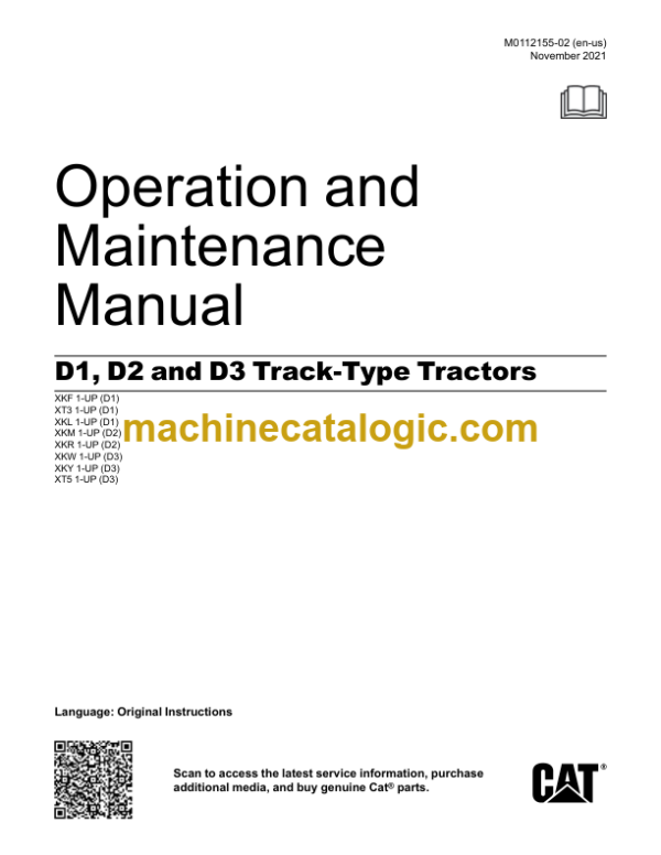 Caterpillar D1 D2 and D3 Track-Type Tractor Operation and Maintenance Manual