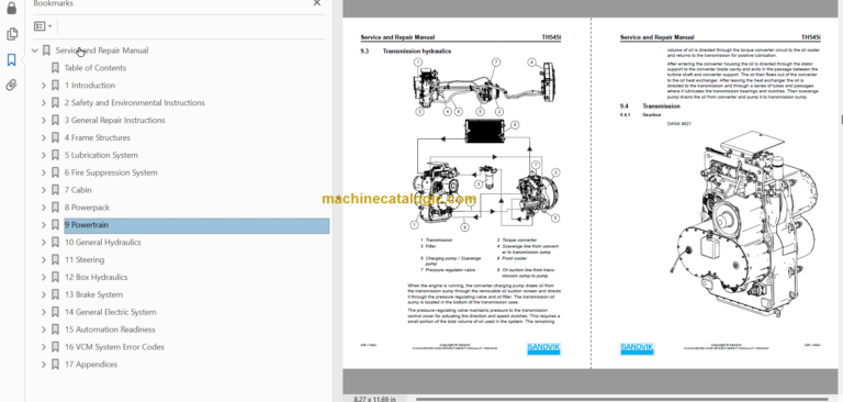Sandvik TH545i Underground Truck Service and Parts Manual (T545DAMA0A0167)