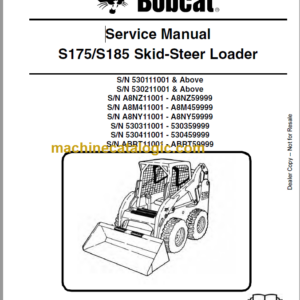 Bobcat S175 S185 Skid Steer Loader Service Manual