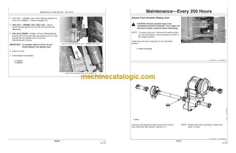 John Deere 444J 544J 624J Loaders Operators Manual (OMT197190)