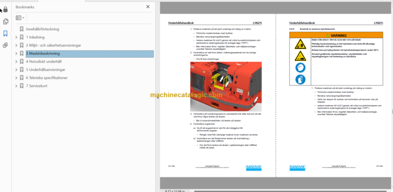 Sandvik LH621i Mining Loader Operator's and Maintenance Manual (L021D527 Swedish)