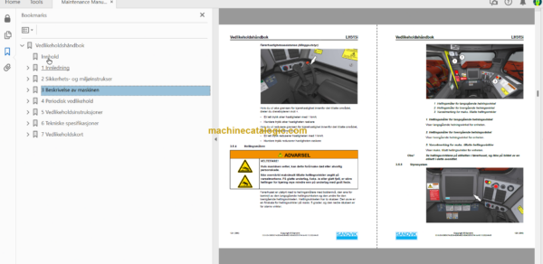 Sandvik LH515i Mining Loader Operator's and Maintenance Manual (L515DJNA0A0021 Swedish)