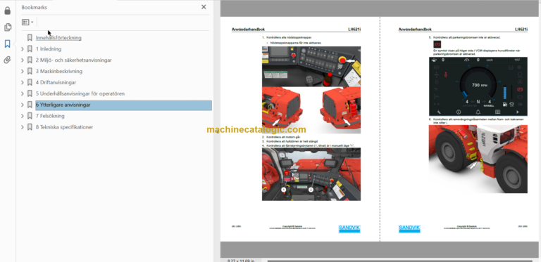Sandvik LH621i Mining Loader Operator's and Maintenance Manual (L021D527 Swedish)