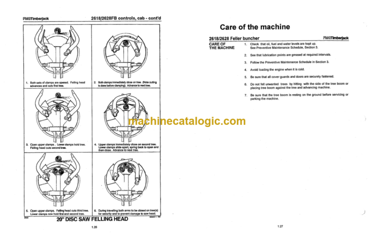 Timberjack 2618 2628 Feller Buncher Operators Manual