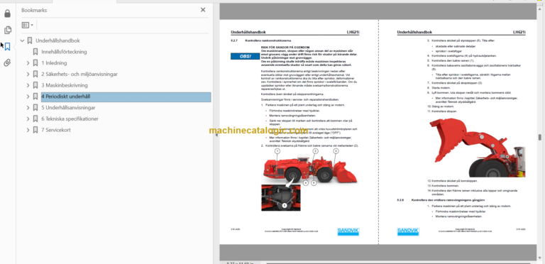 Sandvik LH621i Mining Loader Operator's and Maintenance Manual (L021D604 Swedish)