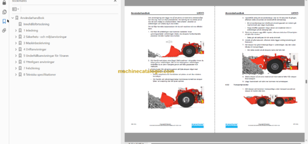 Sandvik LH517i Mining Loader Operator's and Maintenance Manual (L517DLMA0A0876 Swedish)