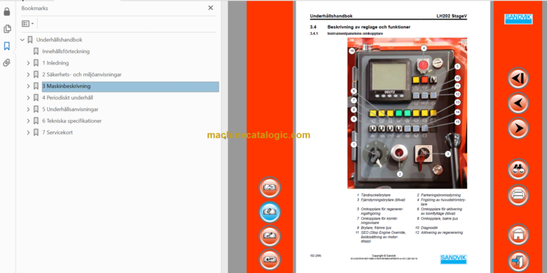 Sandvik LH202 Mining Loader Operator's and Maintenance Manual (L202DCMA0A0088 Swedish)