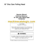 Timberjack 701544100 Koehring Waterous 18 Disc Saw Felling Head Operators Manual