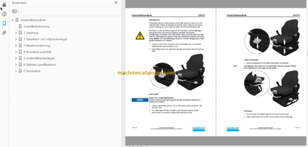 Sandvik LH517i Mining Loader Operator's and Maintenance Manual (L517DPNA0A0966 Swedish)