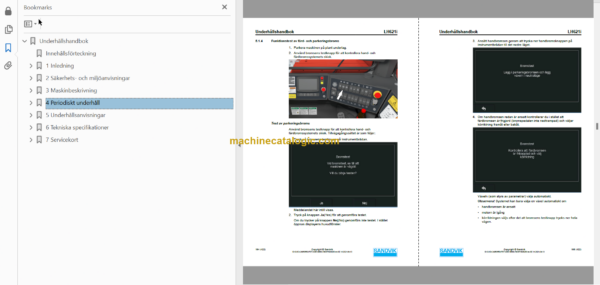 Sandvik LH621i Mining Loader Operator's and Maintenance Manual (L621DAMA0A0547 Swedish)