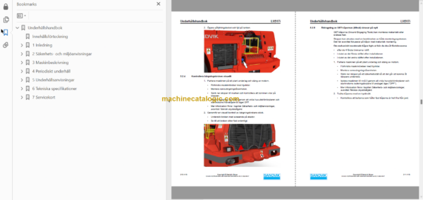 Sandvik LH517i Mining Loader Operator's and Maintenance Manual (L517DPNA0A0966 Swedish)