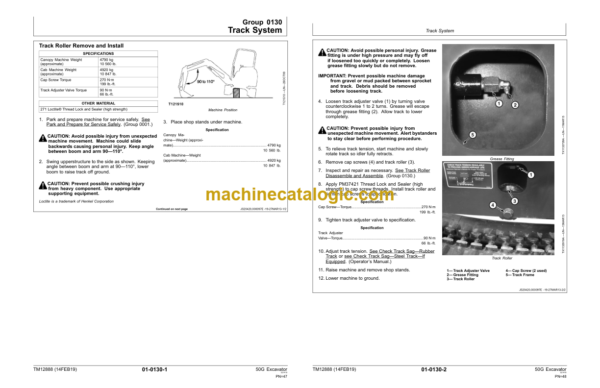 John Deere 50G Excavator Repair Technical Manual (TM12888)