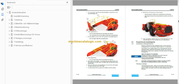 Sandvik LH517i Mining Loader Operator's and Maintenance Manual (L517DPNA0A0966 Swedish)