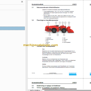 Sandvik LH621i Mining Loader Operator’s and Maintenance Manual (L621DCMA0A0554 Swedish)