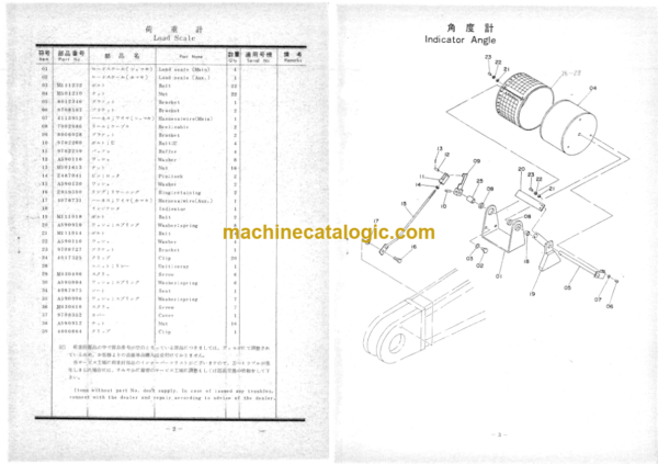 Hitachi FK180 Hydraulic Track Crane (Load Scale) Parts Catalog