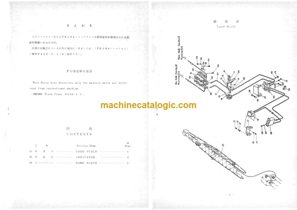 Hitachi FK180 Hydraulic Track Crane (Load Scale) Parts Catalog