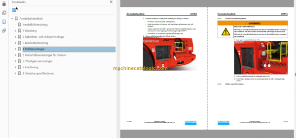 Sandvik LH517i Mining Loader Operator's and Maintenance Manual (L517DVMA0A0888 Swedish)