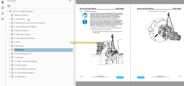 Sandvik LH202 Mining Loader Service and Parts Manual (L202DCMA0A0088)