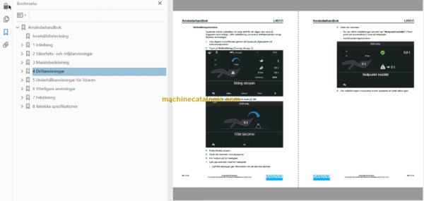 Sandvik LH517i Mining Loader Operator's and Maintenance Manual (L517DVMA0A0888 Swedish)
