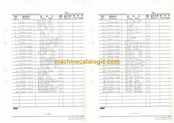 Furukawa FL200B FL230 ROPS CAB Parts Catalog