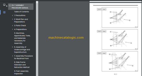 Hitachi ZX690LC-7H Hydraulic Excavator Technical and Assembly Procedure Manual