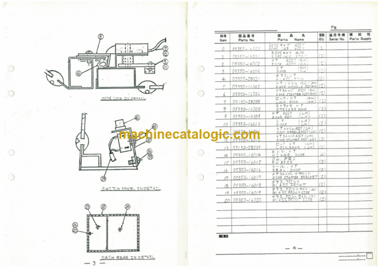 Furukawa FL200B FL230 ROPS CAB Parts Catalog