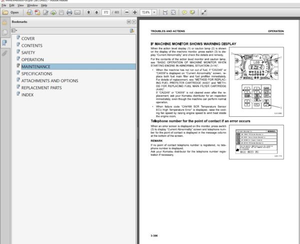 WA480-8 Operator’s and maintenance Manual PDF Index