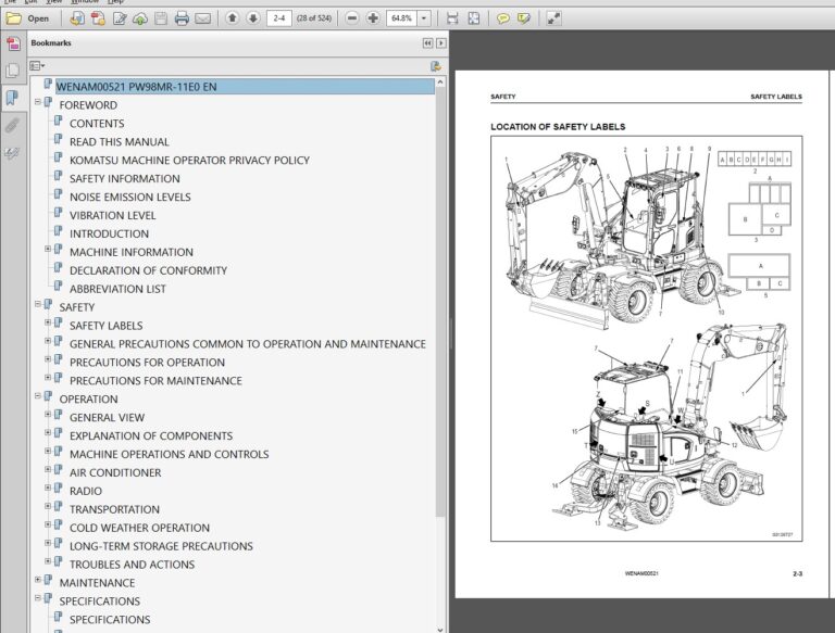 Komatsu PW98MR-11E0 operator's Manual