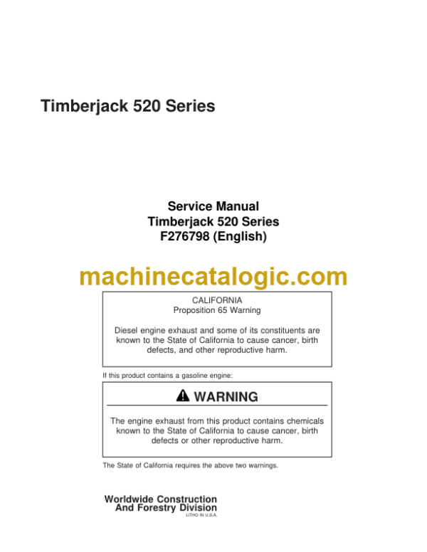 Timberjack 520 Series Service Manual