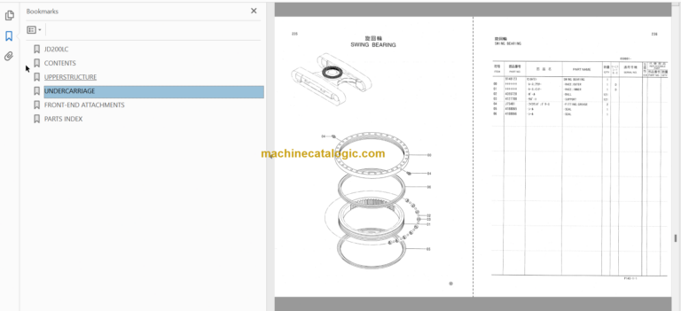 JD200LC Excavator Parts Catalog & Equipment Components Parts Catalog