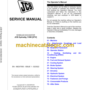 JCB Hydradig 110W [STV] Wheeled Excavator Service Manual 2022