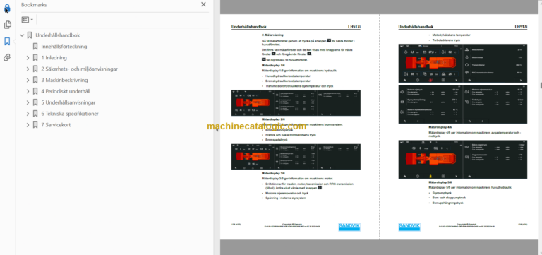 Sandvik LH517i Mining Loader Operator's and Maintenance Manual (L517DVNA0A0956 Swedish)