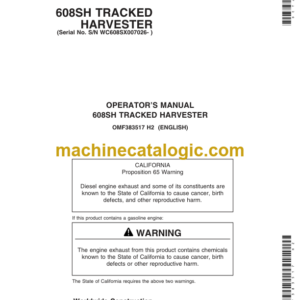 Timberjack 608SH Tracked Harvester Operators Manual (SN WC608SX007026- )