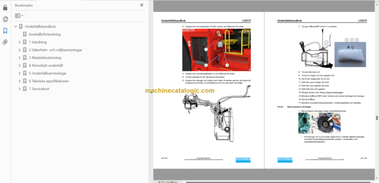 Sandvik LH517i Mining Loader Operator's and Maintenance Manual (L517DVNA0A0956 Swedish)