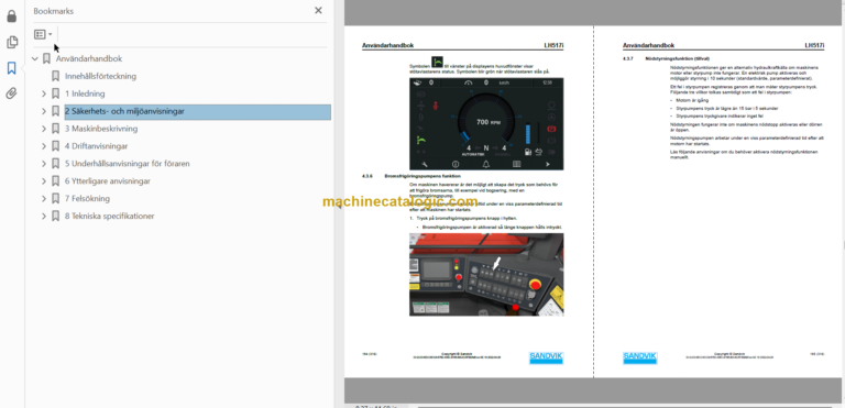 Sandvik LH517i Mining Loader Operator's and Maintenance Manual (L517DVNA0A0956 Swedish)
