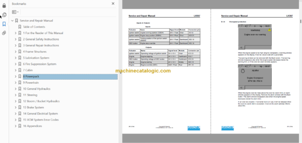 Sandvik LH307 Mining Loader Service and Parts Manual (L807D825)