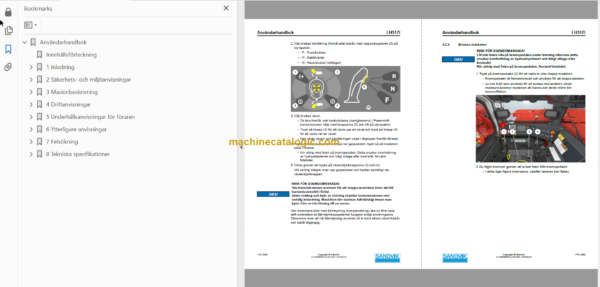 Sandvik LH517i Mining Loader Operator's and Maintenance Manual (L917D690 Swedish)