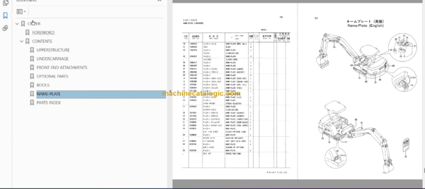 Hitachi EX45 Excavator Parts Catalog & Equipment Components Parts Catalog