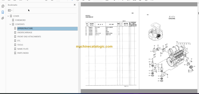 Hitachi EX50U Excavator Parts Catalog & Equipment Components Parts Catalog