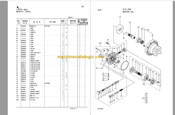 Hitachi HX99B Parts Catalog & Equipment Components Parts Catalog